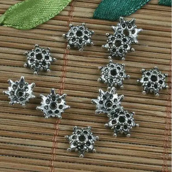 

70pcs 9mm dark silver tone crafted flower beads cap H0210