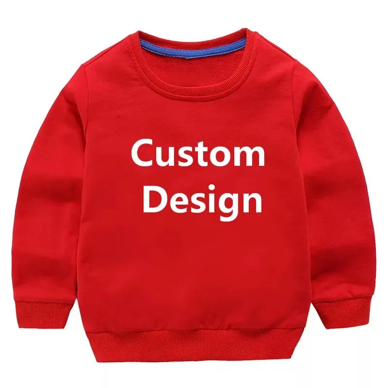 Children\'s pure cotton round neck hoodie with letter printing custom boy and girl hoodie top