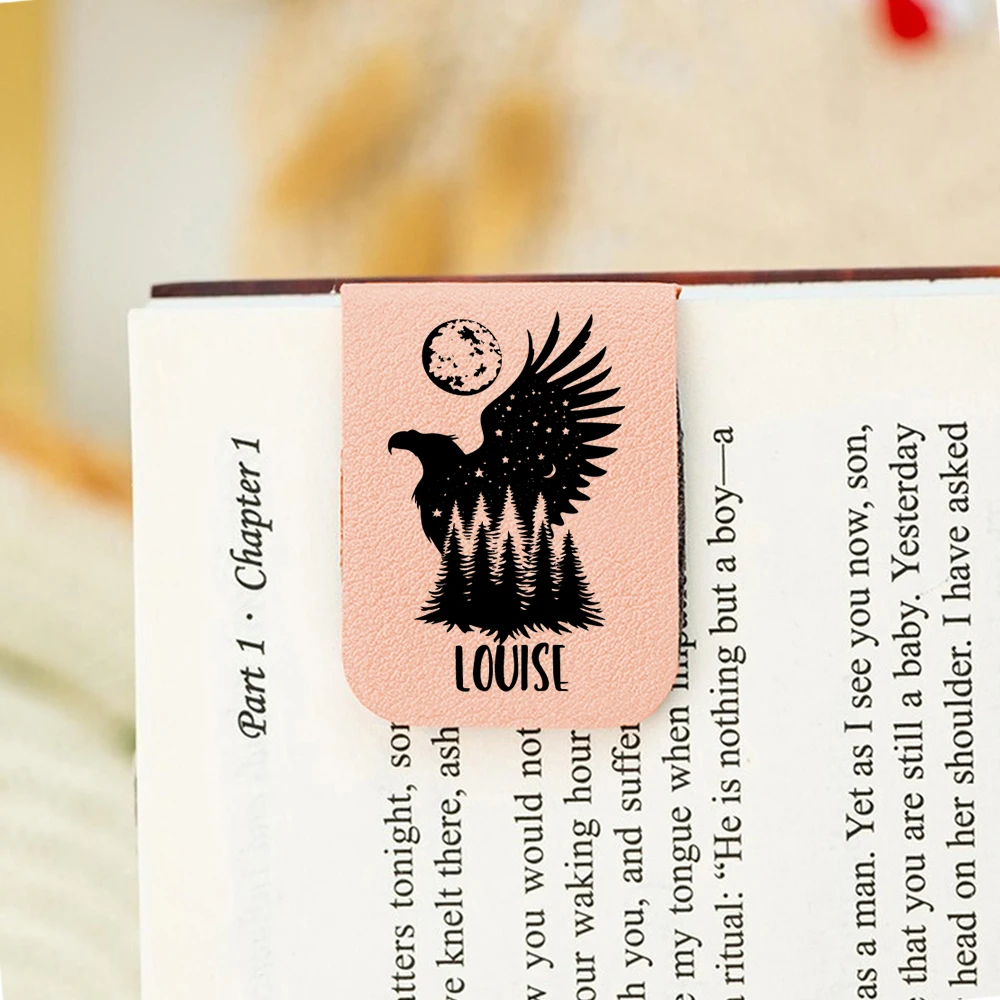 1 قطعة إشارة مرجعية اسم مع عرض النسر ، إشارة مرجعية عرض النسر الجلدية المخصصة ، إشارة مرجعية مغناطيسية شخصية ، هدية عيد ميلاد لمحبي الكتاب