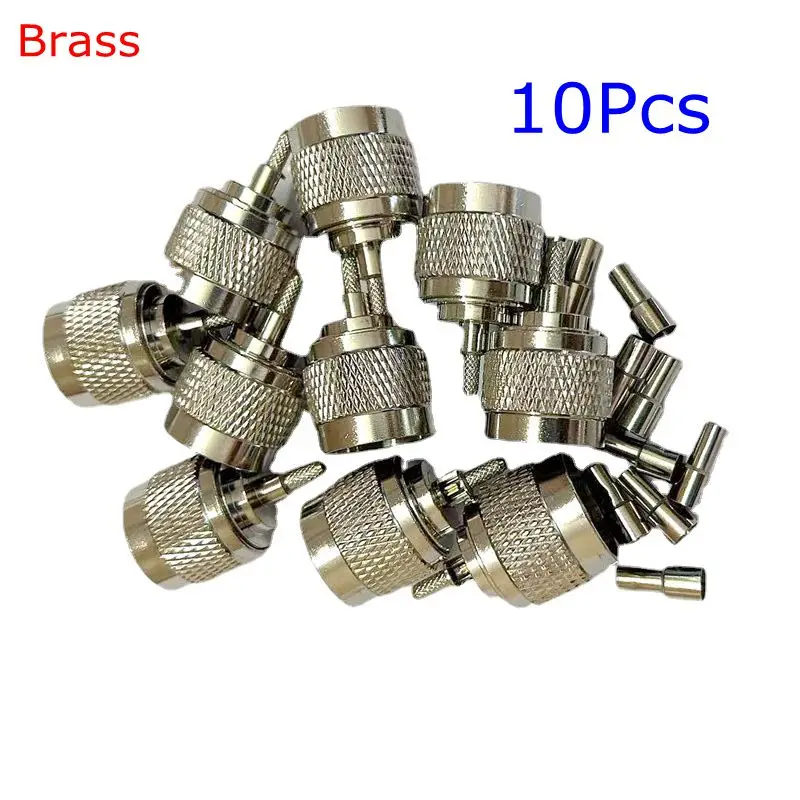 10Pcs/lot N Male RG316 Plug Connector L16 N Type Male Crimp for RG316 RG174 RG179 LMR100 Coax Cable Connector Brass Nickel Plate