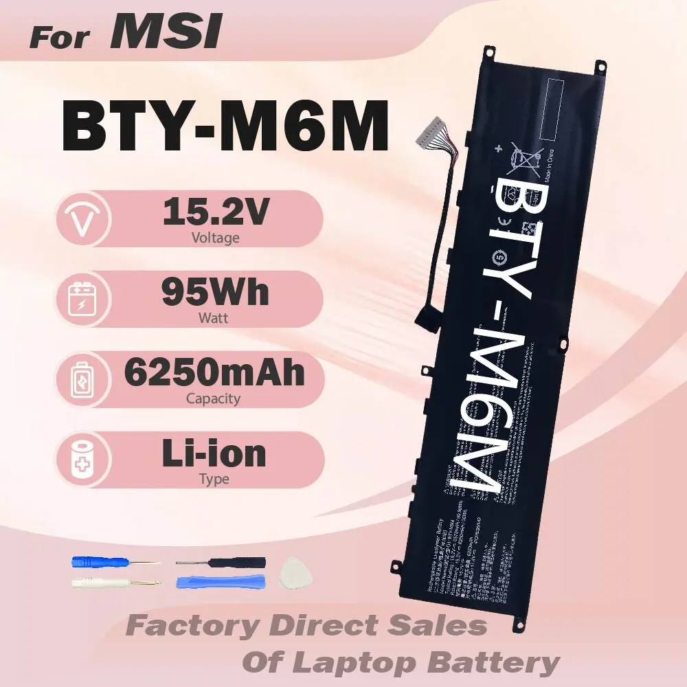 

BTY-M6M Battery For MSI GE66 GE76 Creator 15 A10SD A10SF GS66 Stealth 10SFS 10SGS 10SE-045 10UG Raider 10SF 10SFS WS66 MS-16V1