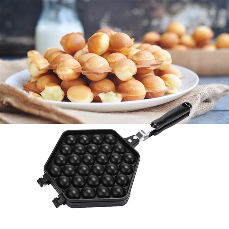 1 PZ Uovo Bolla Torta Teglia Stampo Eggettes Ferro Alluminio Hong Kong Waffle Pan Stampo Rivestimento Antiaderente Muffin FAI DA TE Piatto Nero