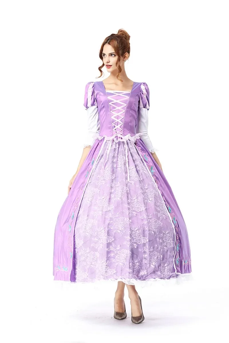 Purple Costume Adult Rapunzel Fancy Dress Anime Cosplay Costume Princess Fairytale Tangled Halloween Costume Dress