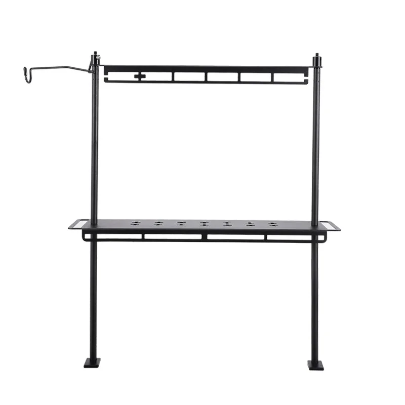 Outdoor Desktop Shelf Portable Aluminium Camping Assembled Table Hanger With Light Bar Double Lightweight New