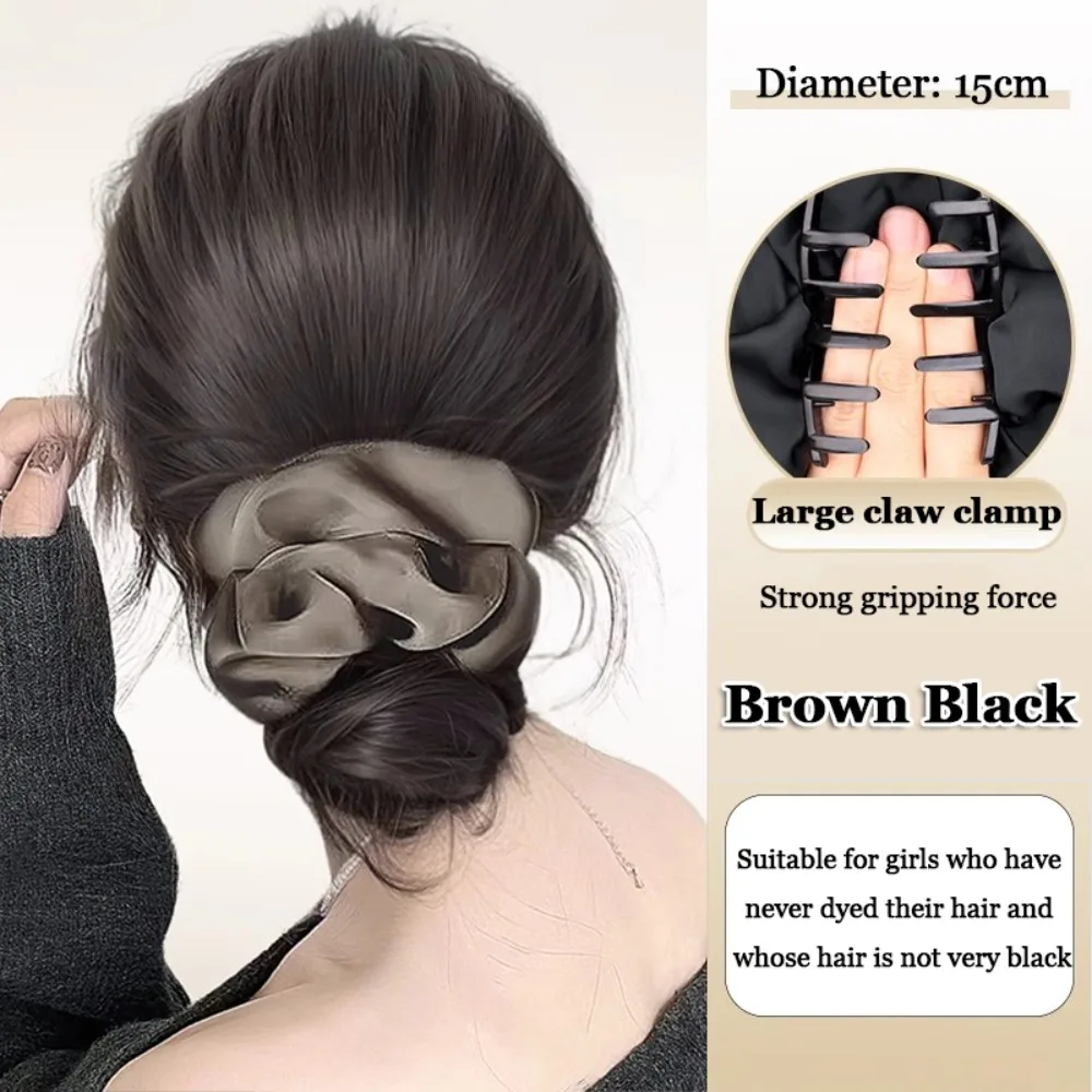

New Synthetic Hair Bun Claw Clip Natural Satin Wig Rubber Band Brown Black Fluffy Hairpiece Scrunchies Hair Accessories