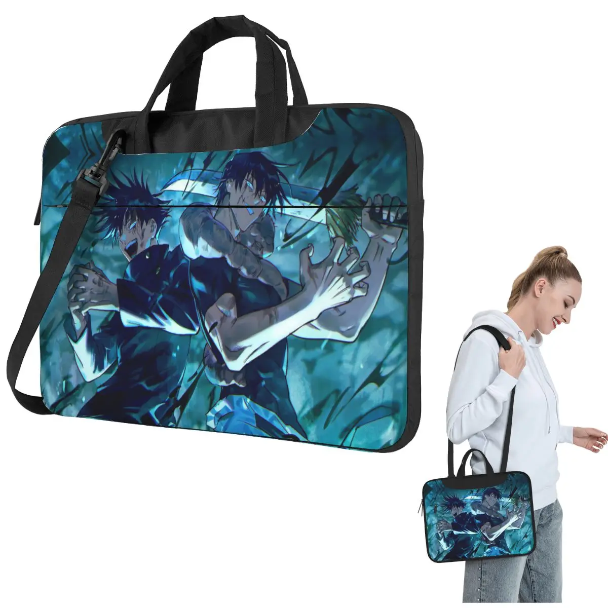 Megumi Besto Friendo Jujutsu Kaisen Sukuna Anime Laptop Bag Protective Case Computer Bag 13 14 15.6 Inch Crossbody Laptop Pouch
