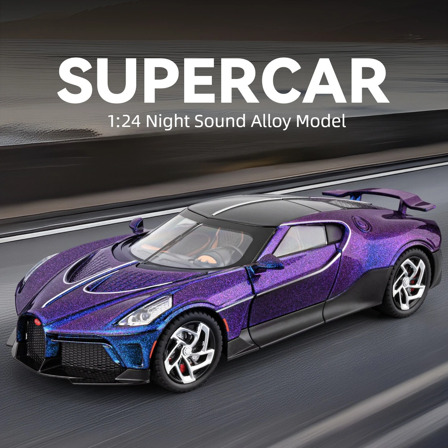 

1:24 Sound of Night Alloy Car Model Pull Back Sound and Light Textured Toy Gift Diecast Alloy Car Model Collectible