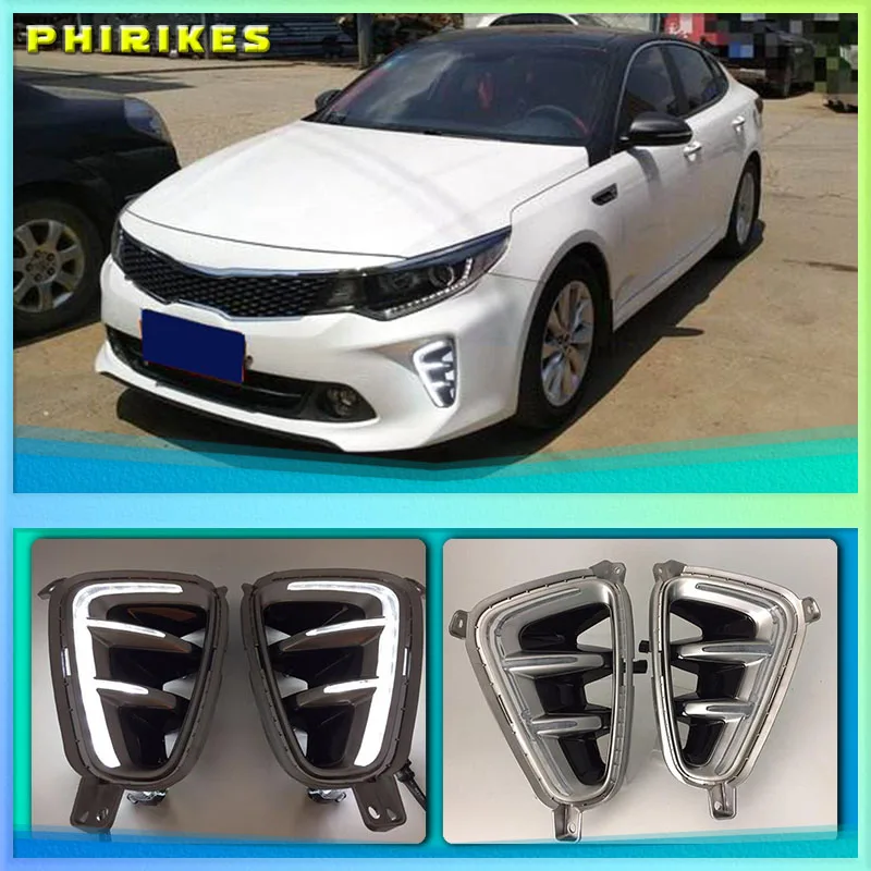 

2 Pcs For Kia Optima K5 2016 2017 LED DRL Daytime Running Lights Daylight Fog light cover Car styling White