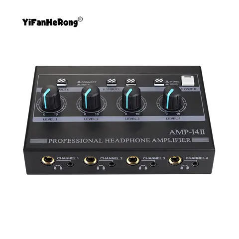 4채널 전문가용 헤드폰 앰프, 모노/스테레오 오디오 앰프 지원, RCA 및 3.5mm 및 6.35mm 입력, 스튜디오 및 무대용
