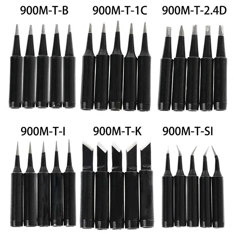 Industrial Soldering Iron Tip Soldering iron tip Parts Metal Black Replacement Solder Tool Welding 5pcs 900M-T