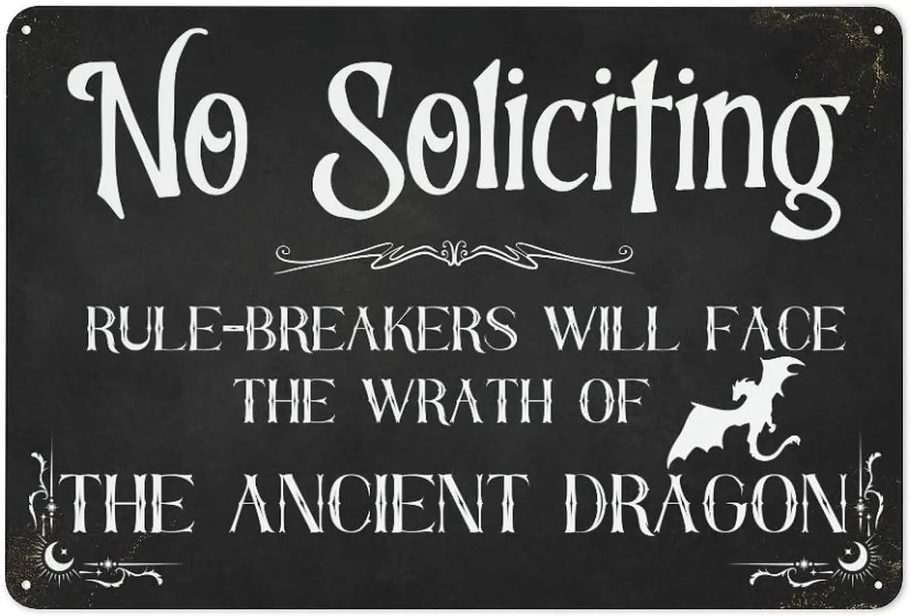 Y1,Funny No Soliciting Sign for House Yard Door Office, Dark Humor Home Decor Sign, -aluminum