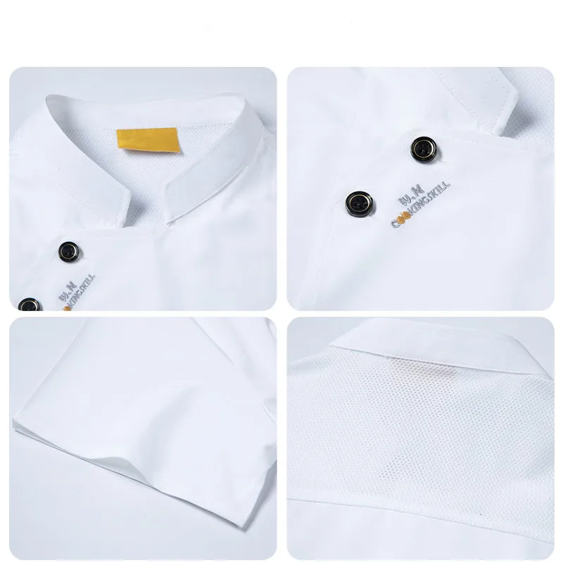 남성용 주방 재킷 셰프 유니폼 전문 주방 의상 디자이너 셰프 셔츠 반팔 웨이터 레스토랑 작업복