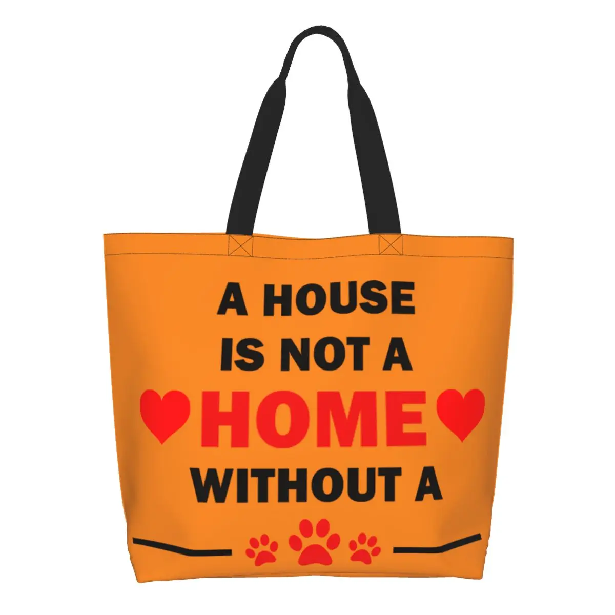 Een Huis Is Geen Huis Zonder Boodschappen Draagtas Vrouwen Kawaii Canvas Shopper Schoudertas Grote Capaciteit Handtassen