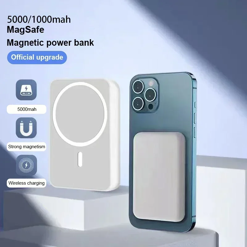 wireless power bank with 5000mah 10000mah charger magnetic wireless power bank packs powerbank with cable to type-c or lightning