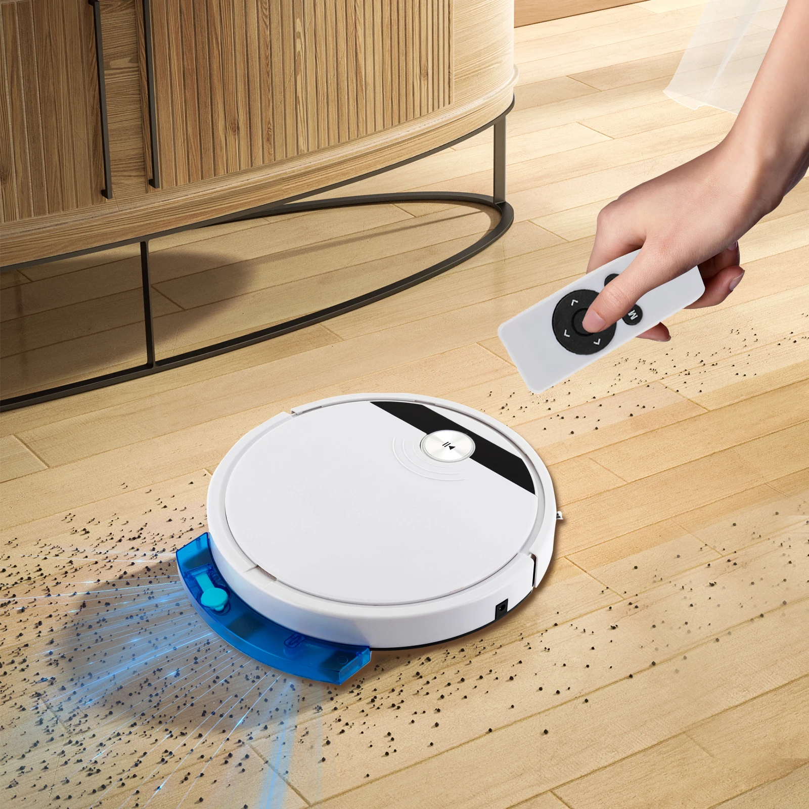 Kompaktowa robotyczna zamiatarka o wysokości 1,77 cala (możliwość dostępu pod meble), 90 minut pracy, obszar czyszczenia 200 m²