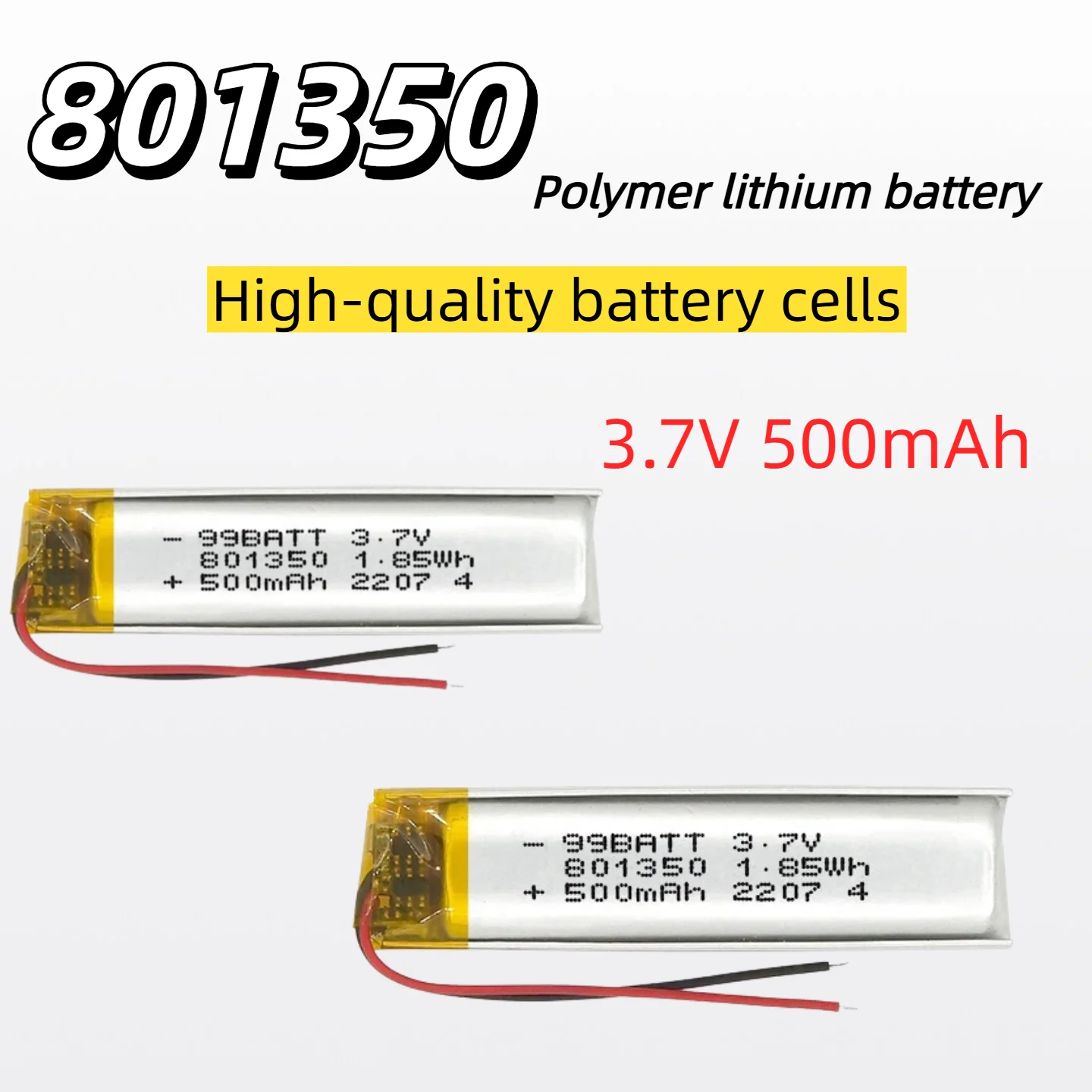 

801350 3.7V 500mAh Rechargeable Polymer Li-Po Battery Built-in Protection Board For Wireless Bluetooth Neckband Headphones
