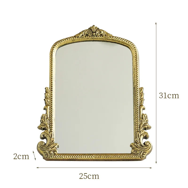 Zml retro desktop table makeup  wall hanging decorative mirror carved mirror dressing mirror