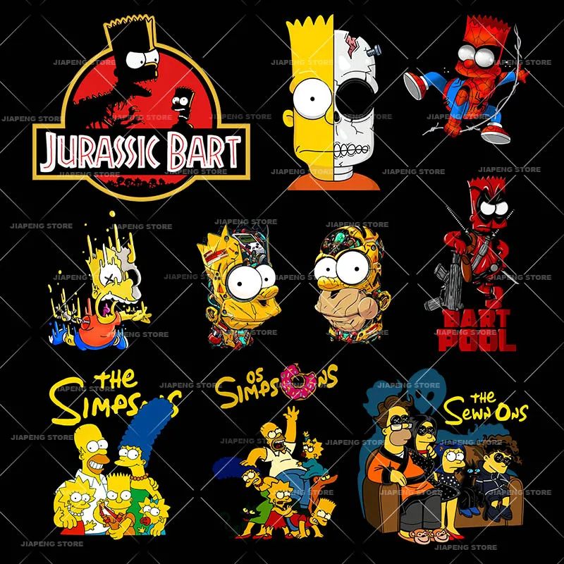 Disney The Simpsons Iron On Patches For Clothes Bart Heat Transfer Vinyl On Clothing T-shirt Decoration Hot Thermal Stickers DIY