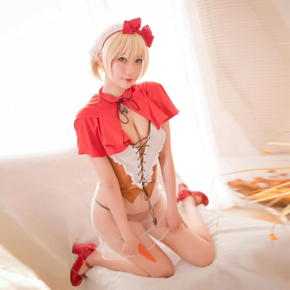 

Women Girls' Sexy Red Riding Hood Cosplay Lingerie Outfit Lace Party Tights Clubwear Costumes Leotards Sets See Through Bodysuit