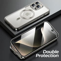 For iPhone 15 14 Pro Max 360 ° All Inclusive Protectives Case Magnetic Safety Wireless Charging Aluminum Alloy Protective Cases