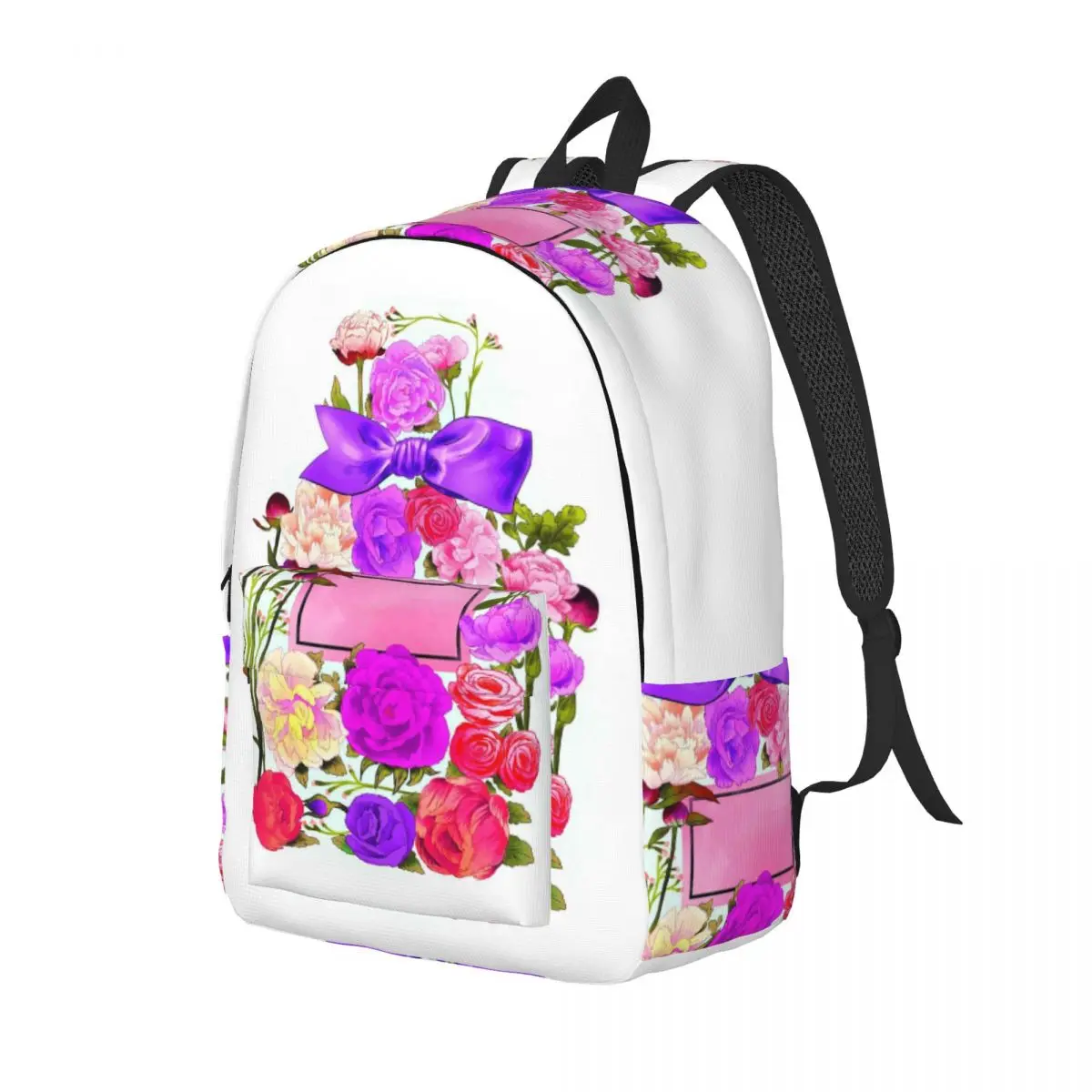 

Hand Painted Floral Perfume Bottle Printed Backpack Daypack Large Capacity Kids BookBag School Bag Shoulder Bags for Boys Girls