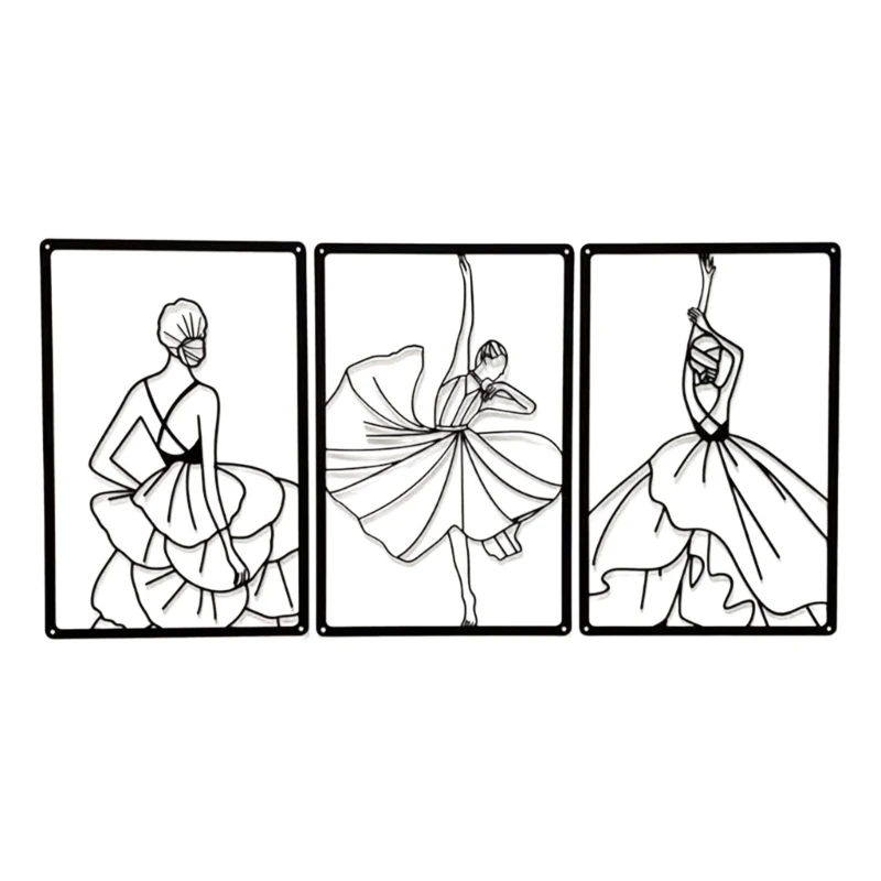 

Single Line Abstract Woman Wall Decor Home Hangings Wall Sculpture Decorations Metal Wall Art Wall Decor 3PCS Set