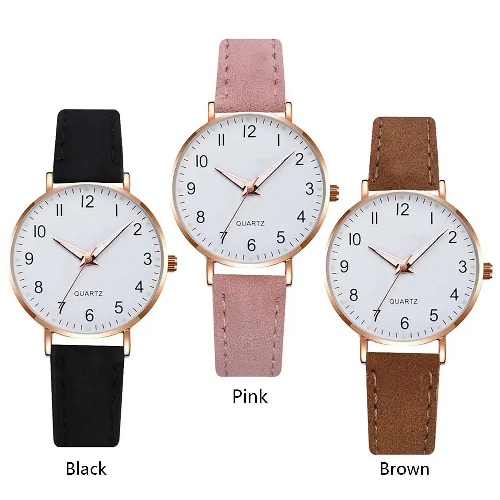 Women Retro Quartz Watch Leather Strap Designer Wrist Watches Casual Fashion Analog Quartz Wrist Watch for Casual Daily Office