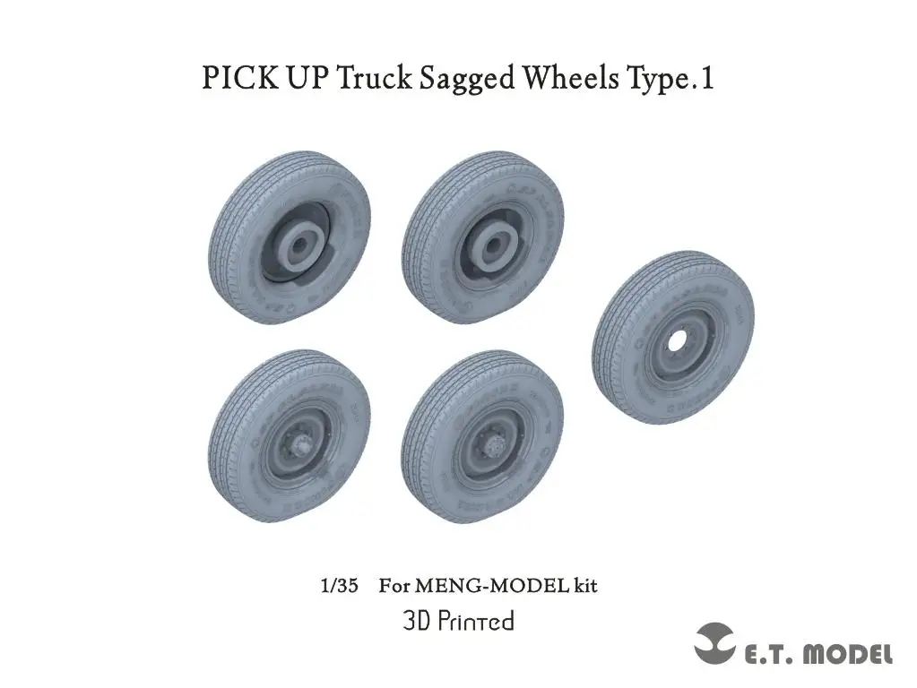 

ETModel P35-162 1/35 PICK UP Truck Sagged Wheels Type.1 3D Printed For Meng Kit