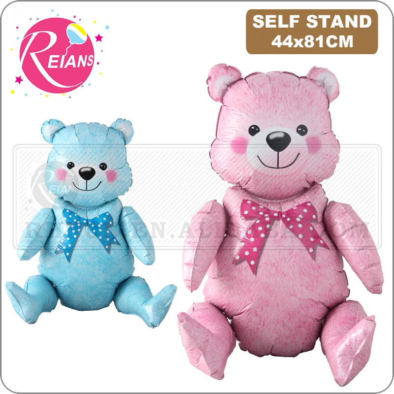 Selfstand 24inch Baby Girl Blue Pink animal Bear Ball Boy 4D Bear Foil Balloons Birthday party Baby Shower Decorations Kids Toys