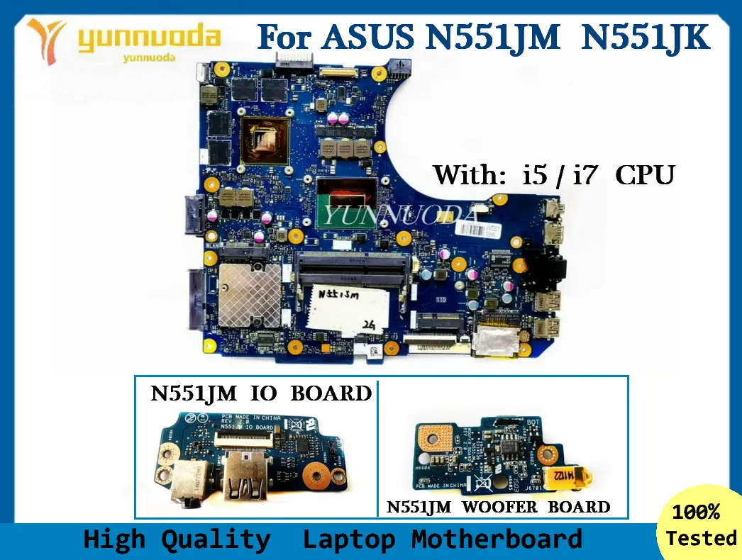 N551JM For ASUS N551JM N551JK Laptop Motherboard Mainboard with I5 I7 4th CPU GTX860 GTX950  GPU USB audio Woofer boa100% Tested