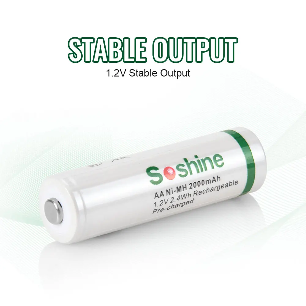 Soshine 1.2V AA Ni-MH Rechargeable Batteries 1.2V 2000mAh Supper Low Self Discharge Batteries for Flashlight Remote Control Toy