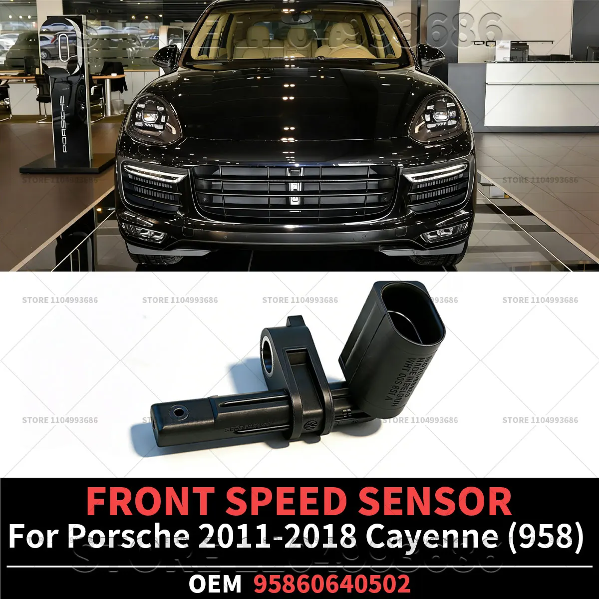For Porsche 2011 2012 2013 2014 2015 2016 2017 2018 Cayenne Base S Turbo (958) FRONT SPEED SENSOR OEM 95860640502 95860640501