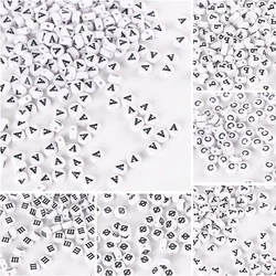 100-1000pcs/500g 7x4mm White Round Russian Single Letter Acrylic Loose Spacer Beads For Jewelry Making Diy Bracelet Accessories