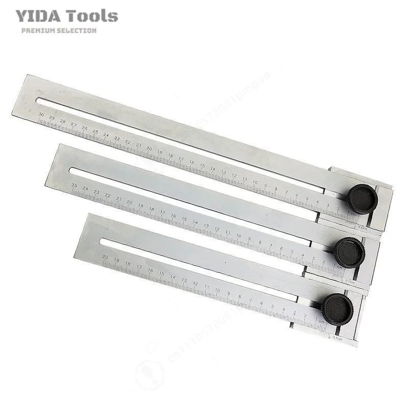 Woodworking Scribing Square Ruler 0/200/250/300mm Marking Gauge Straight Edge for Precision Layout