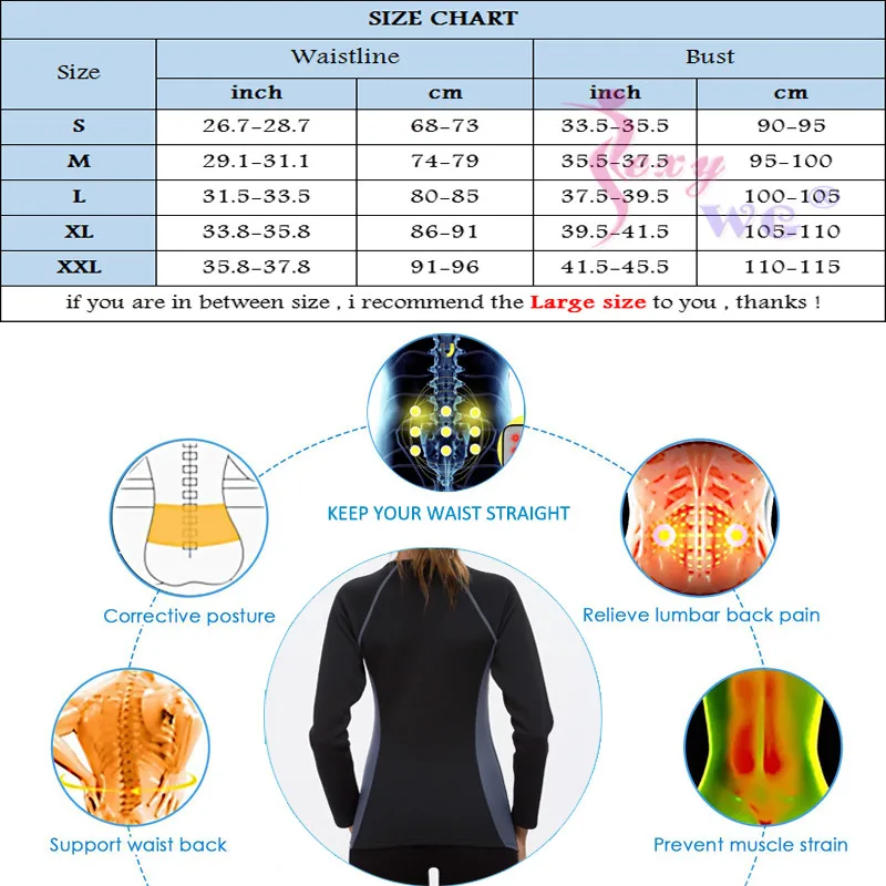 SEXYWG Slimming Body Shaper Fitness Women Neoprene Sauna Jacket Waist Trainer Shapewear Zipper Yoga Shirt Long Sleeve Blouse