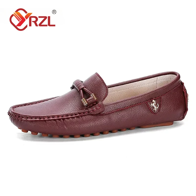 YRZL-mocassins de couro artesanais masculinos, sapatilhas casuais pretas para dirigir, mocassins azuis de slip-on, plus size 46 47 48, 2024