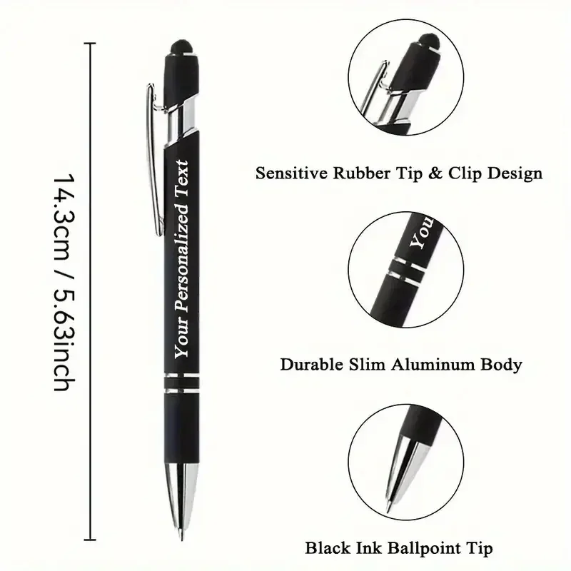 10 pcs Bulk Custom Pens Personalized with Name Engraved Text/Logo Stylus Tip Black Ink Options for Events & Promotions
