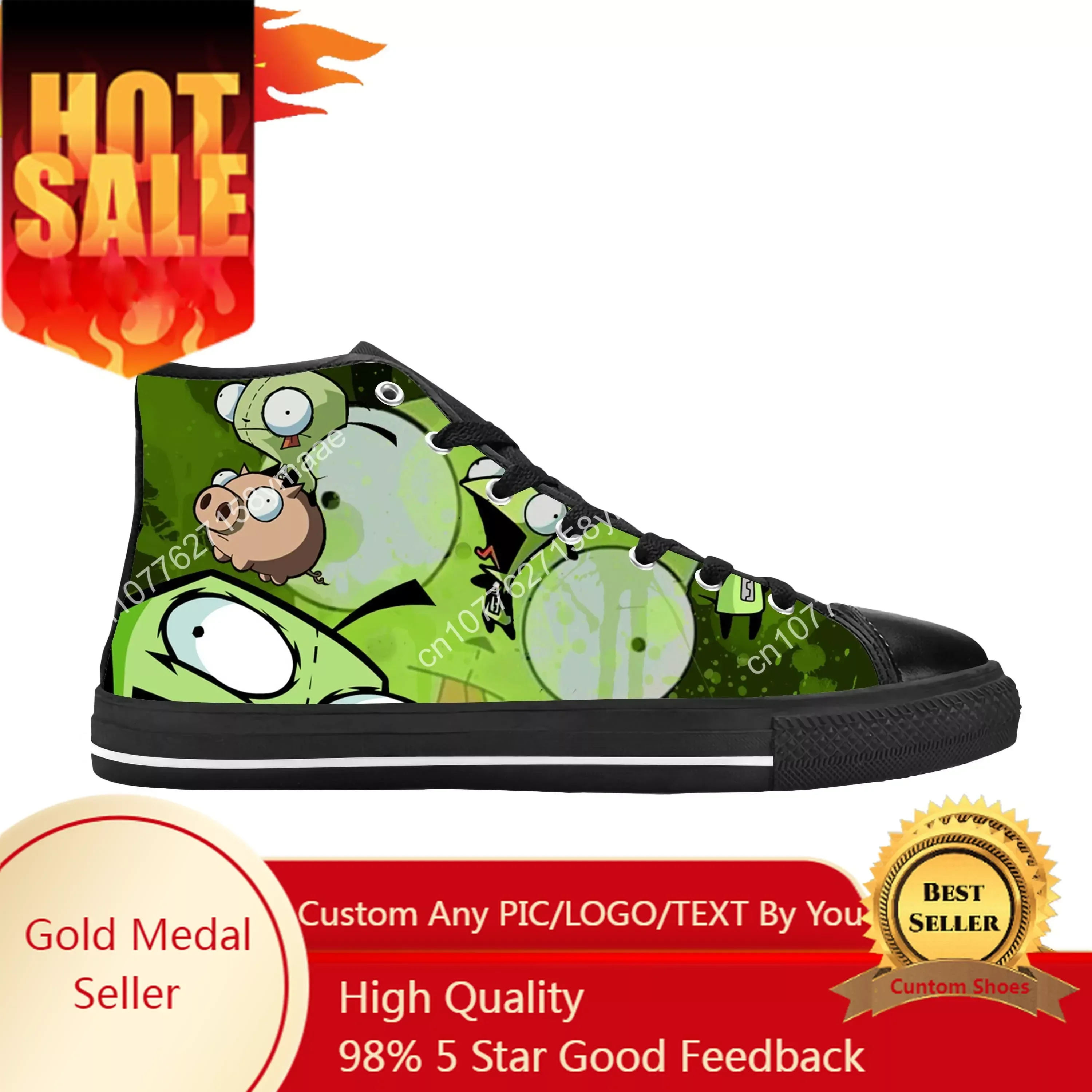 

Zim Gir Anime Cartoon Manga Comic Invader Alien Casual Cloth Shoes High Top Comfortable Breathable 3D Print Men Women Sneakers