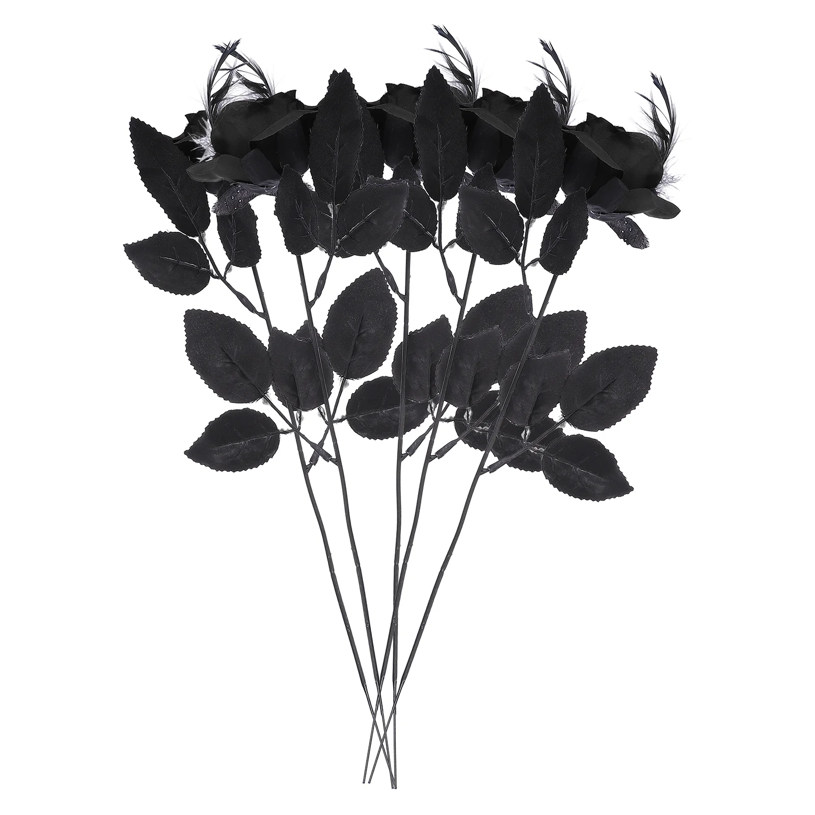 

5 Pcs Decor Rose Artificial Decors Fake Long Stem Roses Black Silk Cloth Flower Bouquets Bride