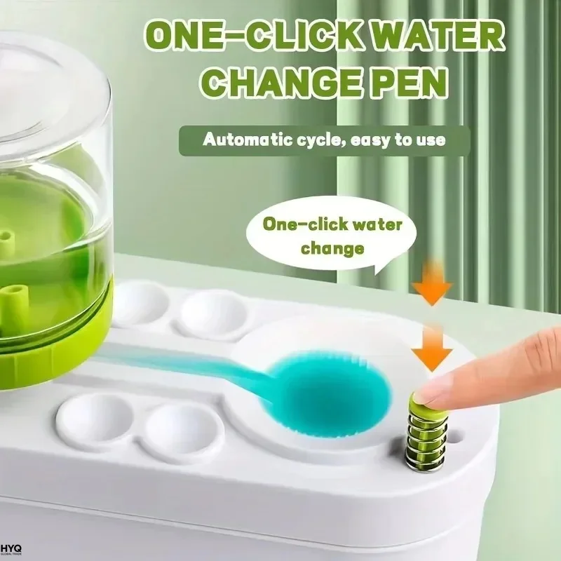 Multi‑Slot Automatic Paint Brush Washer Cleaner Tool with Water Tank for Artist Watercolor Acrylic Painting