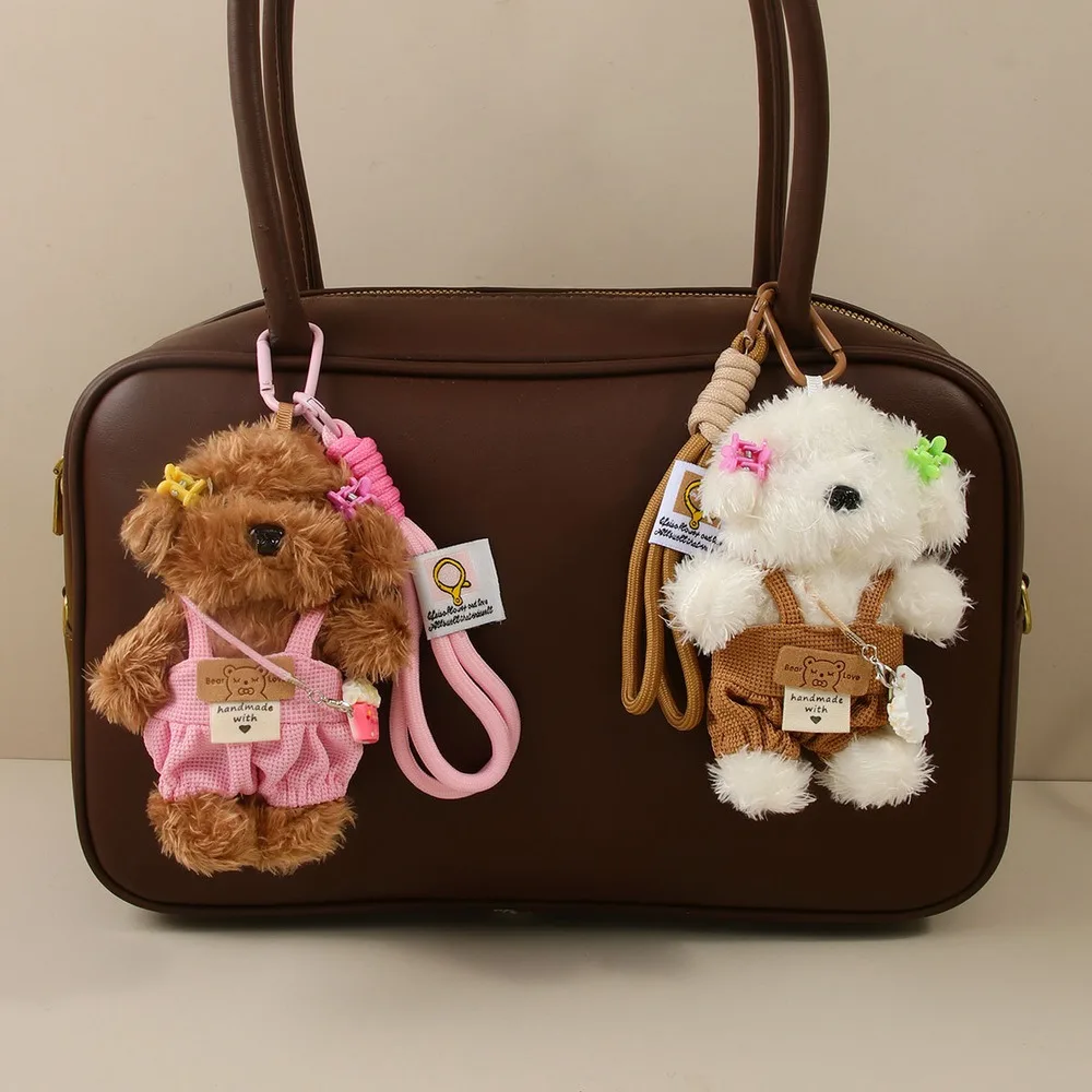 Plush Dog Bag Charm Fluffy Puppy Keychain With Strap And Outfit Cute Handbag Purse Charm Fashion Accessory Gift For Dog Lovers