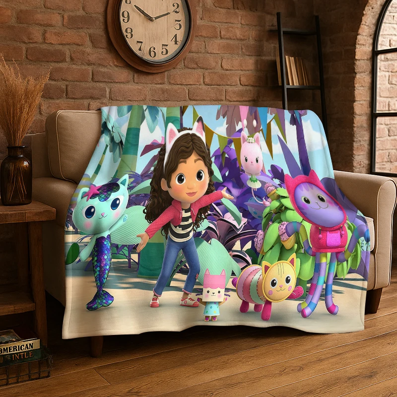Cute G-Gabbys Dollhouse Cartoon Girl Flannel Throw Blanket,Warm Cozy Blanket for Bed,Sofa,Couch,Bedroom,Living Room,Office,Gift