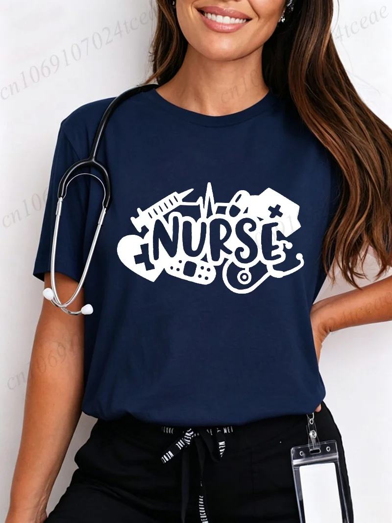 Love Nurse Women's Tee Tshirt Funny Nurses Week Life Graphic T Shirts Summer Casual Short Sleeve Tops Women Clothing