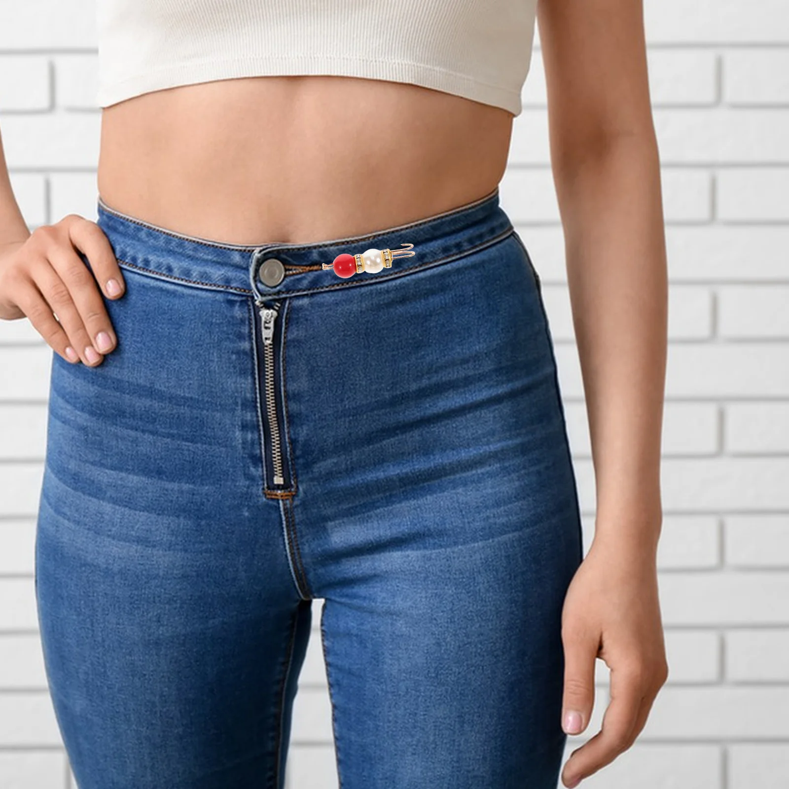 

6Pcs Delicate Pearl Brooch Pins for Waist Tightening Pants Dresses Skirts Stylish Outfit Accessory Pins for Clothes