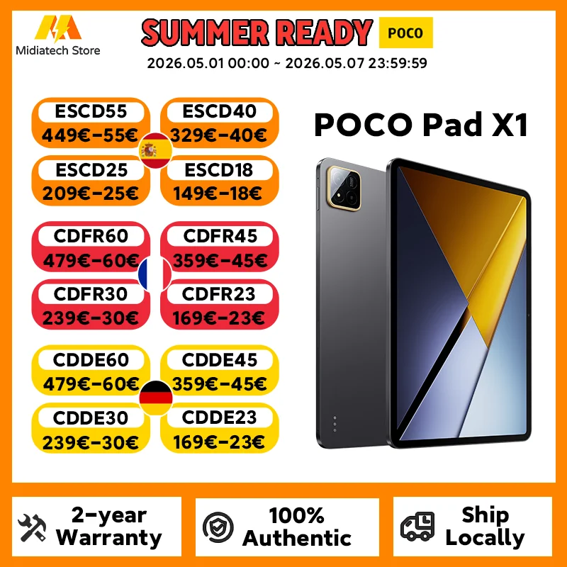 Versión global POCO Pad X1 Snapdragon 7+ Gen 3 Procesador 3,2K 144 Hz Pantalla nítida Batería de 8850 mAh Carga de 45 W Tableta POCO