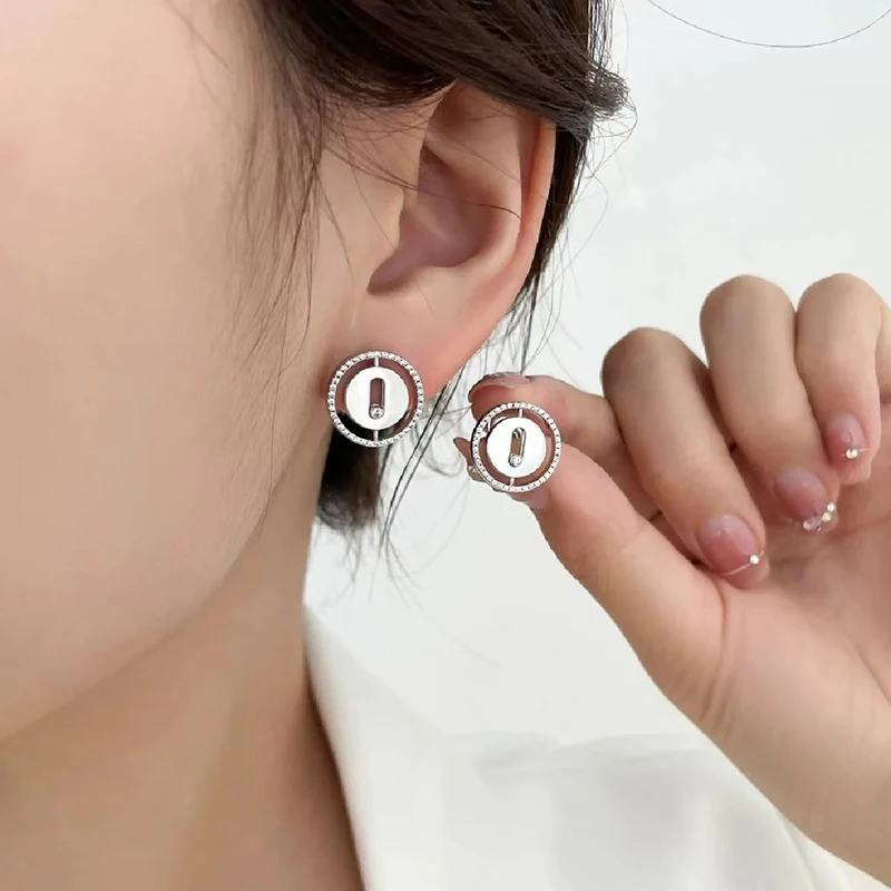 

Women's Fashion Jewelry 925 Silver Simple Round Earrings Women Luxury Original Jewelry Wedding Party Valentine's Day Gift