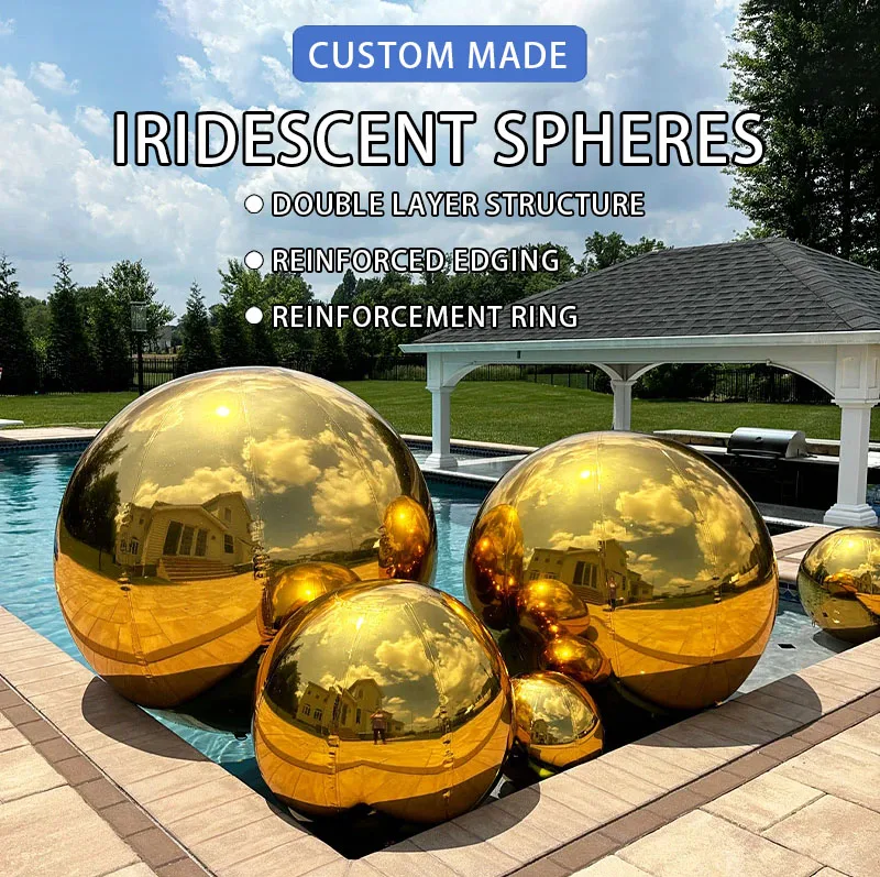 Giant Inflatable Iridescent Mirror Balls Iridescent Poly Sphere Mirror Ball Advertising Inflatable Led Balloon