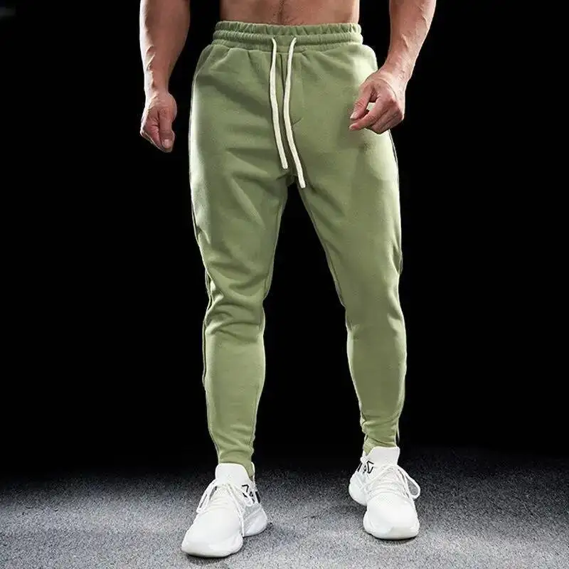 

Осень-зима, мужские спортивные штаны из чистого хлопка с подвижной талией, удобные дышащие эластичные узкие брюки на молнии