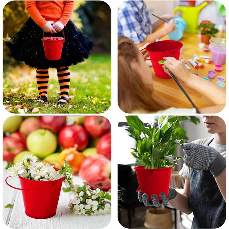 HOT-Small Metal Bucket With Handle, Beach Toys Mini Bucket For Partys Decoration, Classroom, Desktop Storage Bucket,8Pcs