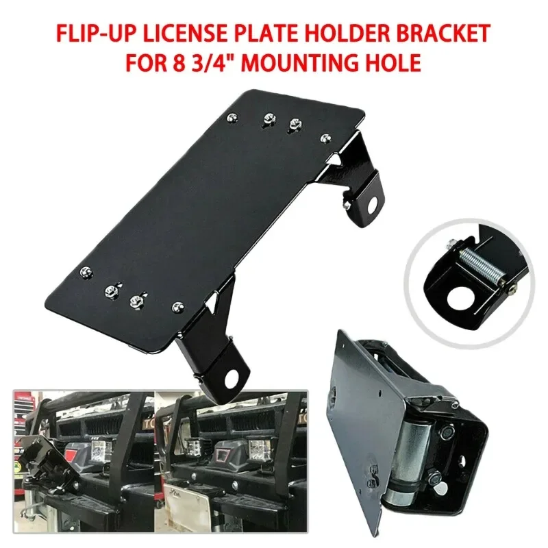 

1PCS Vehicle Flip-Up Winch Roller Fairlead Holder Mount Bracket License Plate Car Number Frame SUV ATV UTV Auto Accessories